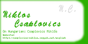 miklos csaplovics business card
